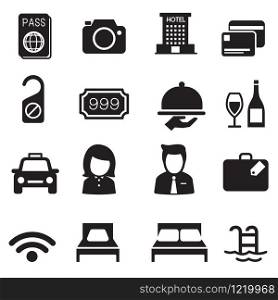 Hotel silhouette icons Set
