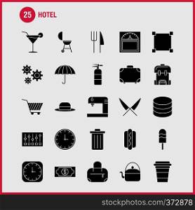 Hotel Solid Glyph Icon for Web, Print and Mobile UX/UI Kit. Such as: Clock, Optimization, Time, Time Optimization, Weight Machine, Scale, Pictogram Pack. - Vector