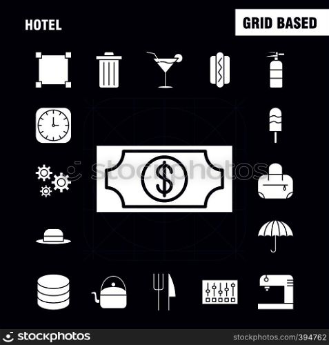 Hotel Solid Glyph Icon for Web, Print and Mobile UX/UI Kit. Such as: Clock, Optimization, Time, Time Optimization, Weight Machine, Scale, Pictogram Pack. - Vector