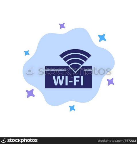 Hotel, Wifi, Service, Device Blue Icon on Abstract Cloud Background