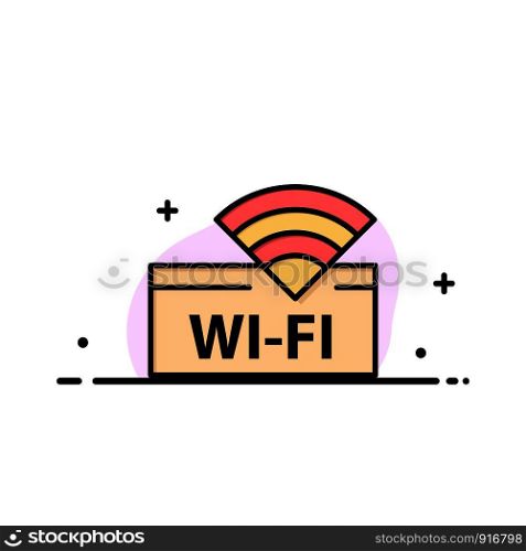 Hotel, Wifi, Service, Device Business Flat Line Filled Icon Vector Banner Template