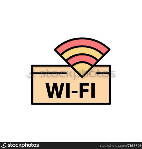 Hotel, Wifi, Service, Device Flat Color Icon. Vector icon banner Template
