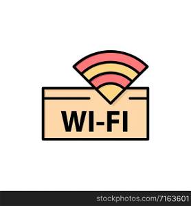 Hotel, Wifi, Service, Device Flat Color Icon. Vector icon banner Template