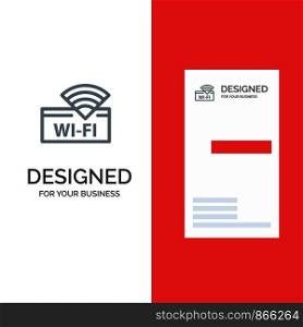 Hotel, Wifi, Service, Device Grey Logo Design and Business Card Template