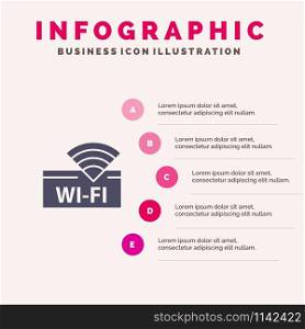 Hotel, Wifi, Service, Device Infographics Presentation Template. 5 Steps Presentation