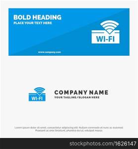 Hotel, Wifi, Service, Device SOlid Icon Website Banner and Business Logo Template
