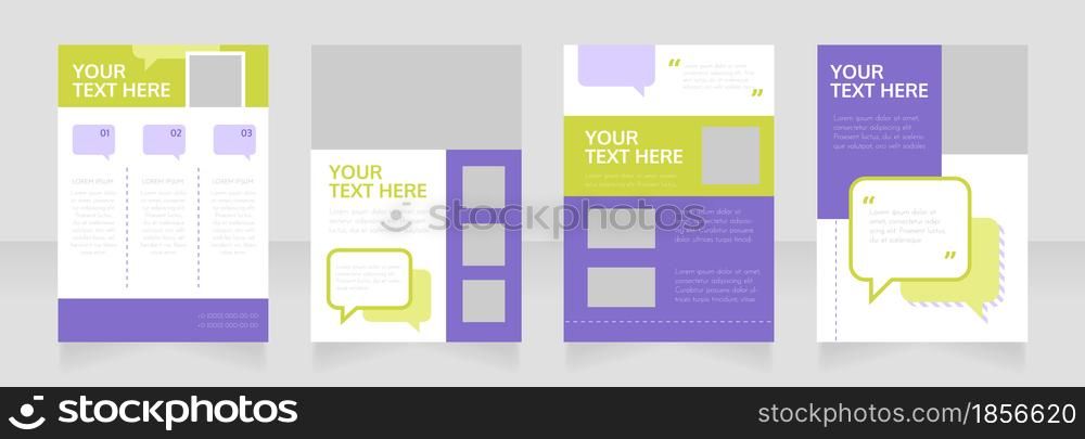 Hotline support blank brochure layout design. Info in speech bubble. Vertical poster template set with empty copy space for text. Premade corporate reports collection. Editable flyer paper pages. Hotline support blank brochure layout design