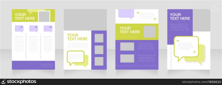 Hotline support blank brochure layout design. Info in speech bubble. Vertical poster template set with empty copy space for text. Premade corporate reports collection. Editable flyer paper pages. Hotline support blank brochure layout design