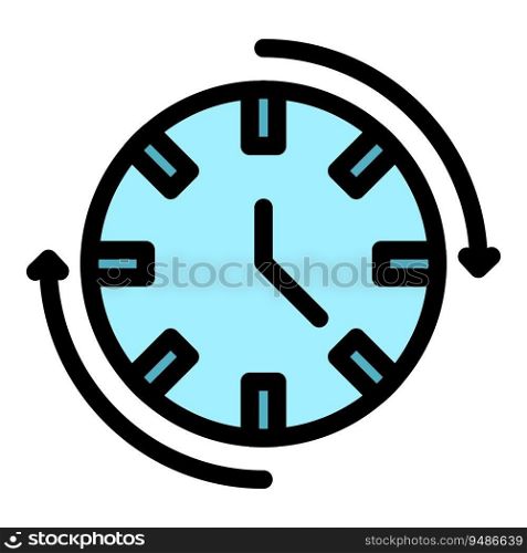 Hour clock icon outline vector. Timer duration. Length date color flat. Hour clock icon vector flat