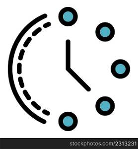 Hour wall clock icon. Outline hour wall clock vector icon color flat isolated. Hour wall clock icon color outline vector