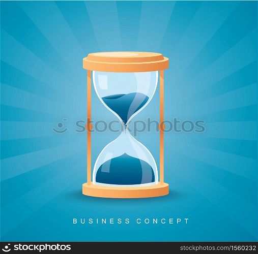 Hourglass as time passing concept for business deadline, running out of time vector illustration
