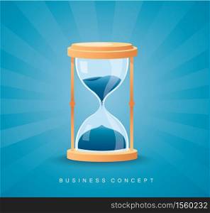 Hourglass as time passing concept for business deadline, running out of time vector illustration