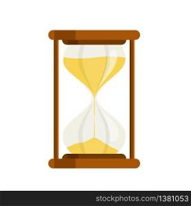 Hourglass as time passing concept for business. Transparent hourglass icon in flat style. Sandglass or sandclock. Vector stock