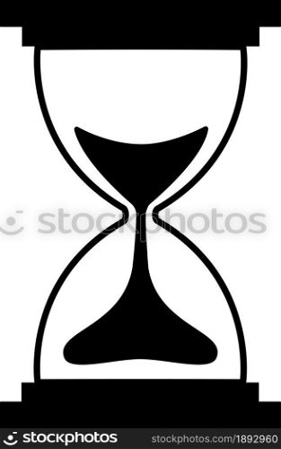 Hourglass - black white vector silhouette for logo or pictogram. Hourglass - icon or sign for identity. Silhouette. Metaphor of the Leaving Time - grains of sand pouring into the clock