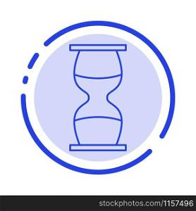 Hourglass, Business, Clock, Sand clock, Time, Timer Blue Dotted Line Line Icon