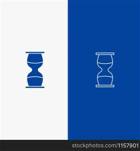 Hourglass, Business, Clock, Sand clock, Time, Timer Line and Glyph Solid icon Blue banner Line and Glyph Solid icon Blue banner