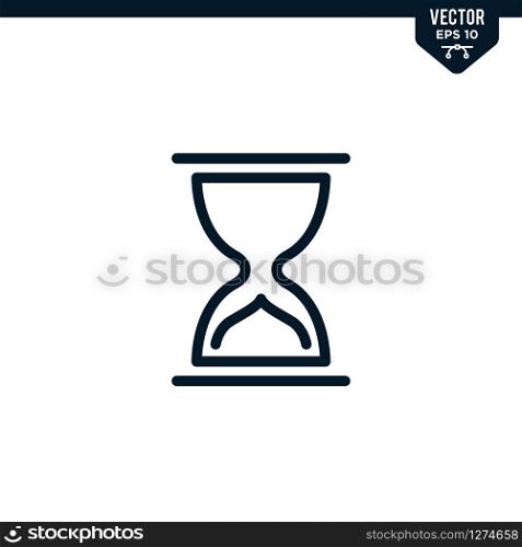 Hourglass icon collection in outlined or line art style, editable stroke vector