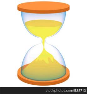 Hourglass icon in cartoon style on a white background. Hourglass icon in cartoon style