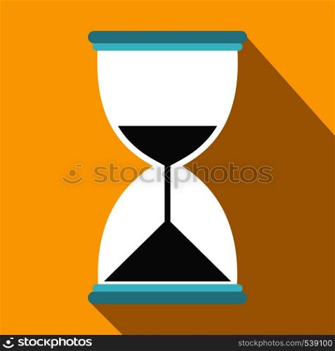 Hourglass icon in flat style on a yellow background. Hourglass icon in flat style