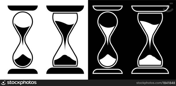 hourglass icon in glass flask on white background. Countdown. Isolated vector