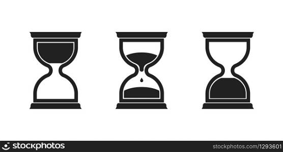 Hourglass icon isolated set on white background. Flat vector illustration. Hourglass icon isolated set on white background. Flat vector