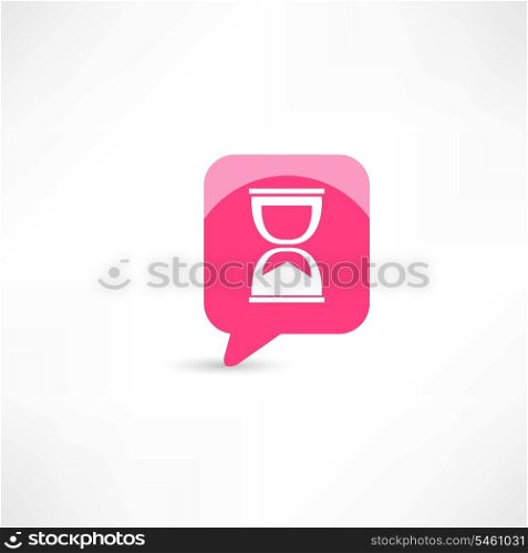 hourglass in pink bubble speech