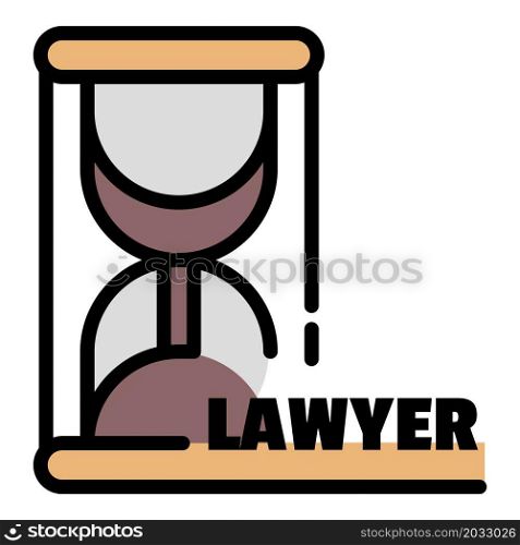 Hourglass lawyer icon. Outline hourglass lawyer vector icon color flat isolated. Hourglass lawyer icon color outline vector