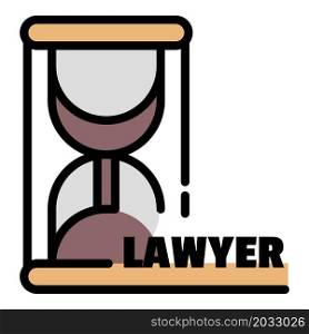 Hourglass lawyer icon. Outline hourglass lawyer vector icon color flat isolated. Hourglass lawyer icon color outline vector