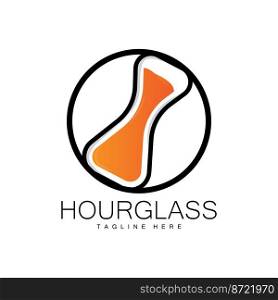 Hourglass Logo, Clock Time Design, Glass And Sand Style, Product Brand Illustration And Template