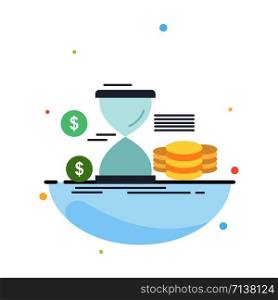 Hourglass, management, money, time, coins Flat Color Icon Vector