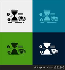 Hourglass, management, money, time, coins Icon Over Various Background. glyph style design, designed for web and app. Eps 10 vector illustration. Vector EPS10 Abstract Template background
