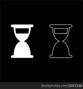 Hourglass sand clock antique icon white color vector illustration flat style simple image set. Hourglass sand clock antique icon white color vector illustration flat style image set