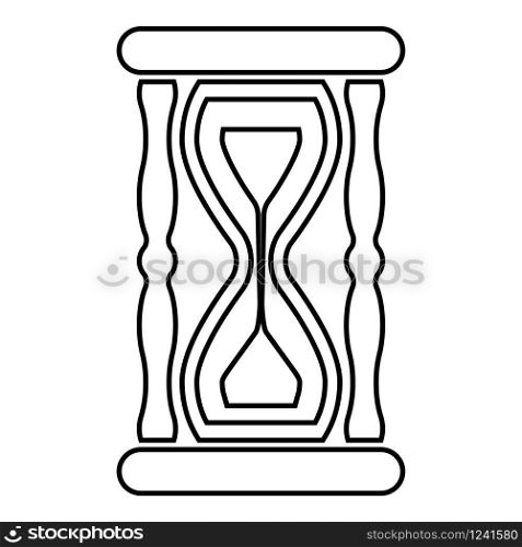 Hourglass Sand clock icon outline black color vector illustration flat style simple image. Hourglass Sand clock icon outline black color vector illustration flat style image
