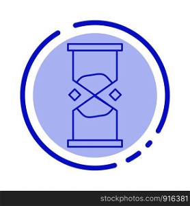 Hourglass, Time, Timer, Watch, Sand Blue Dotted Line Line Icon