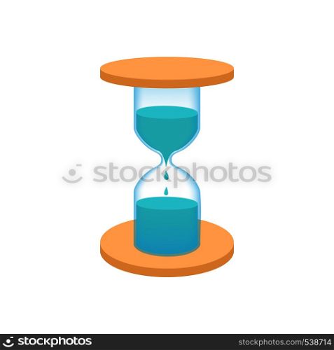 Hourglass with dripping water icon in cartoon style on a white background. Hourglass with dripping water icon, cartoon style