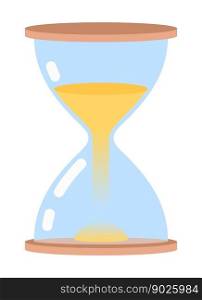Hourglass with falling sand semi flat color vector object. Editable element. Glass clock. Full sized icon on white. Simple cartoon style spot illustration for web graphic design and animation. Hourglass with falling sand semi flat color vector object