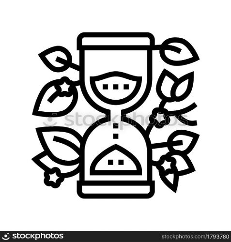 hourglass with plant boho line icon vector. hourglass with plant boho sign. isolated contour symbol black illustration. hourglass with plant boho line icon vector illustration