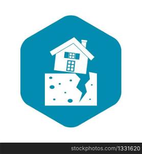 House after an earthquake icon in simple style isolated vector illustration. House after an earthquake icon, simple style