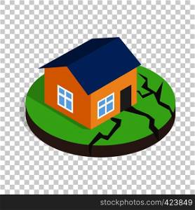 House after an earthquake isometric icon 3d on a transparent background vector illustration. House after an earthquake isometric icon