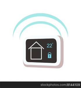 House alarm with touchscreen semi flat color vector object. Full sized item on white. Wireless home security system simple cartoon style illustration for web graphic design and animation. House alarm with touchscreen semi flat color vector object