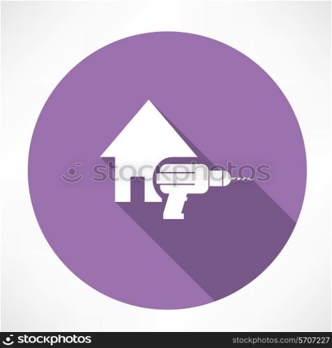 house and drill icon. Flat modern style vector illustration