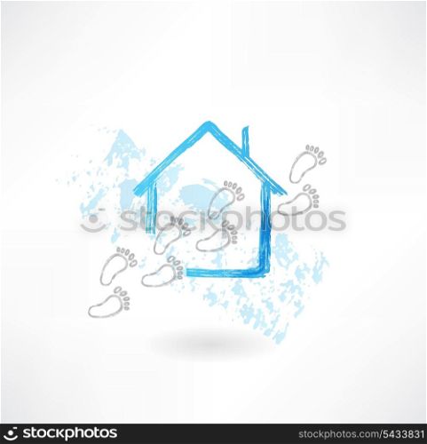 House and footsteps grunge icon