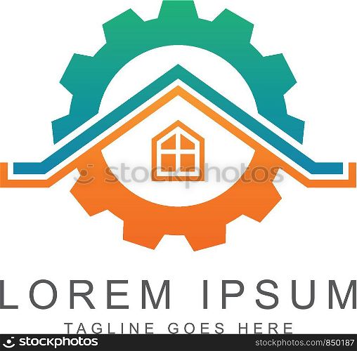 house and industrial logo template