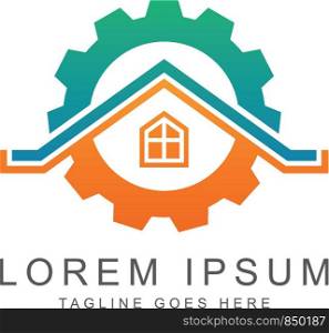 house and industrial logo template