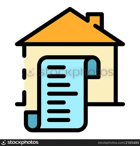 House and scroll icon. Outline house and scroll vector icon color flat isolated. House and scroll icon color outline vector