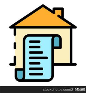 House and scroll icon. Outline house and scroll vector icon color flat isolated. House and scroll icon color outline vector