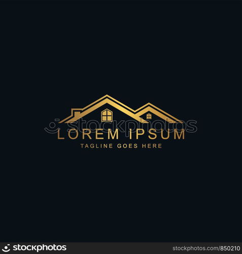 house and vintage logo template