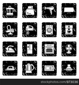 House appliance icons set vector grunge isolated on white background . House appliance icons set grunge vector