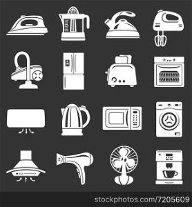 House appliance icons set vector white isolated on grey background . House appliance icons set grey vector