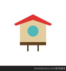House, Bird, Birdhouse, Spring Flat Color Icon. Vector icon banner Template